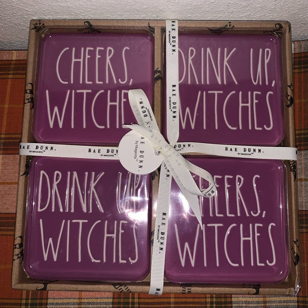 Purple Rae Dunn Coaster Set